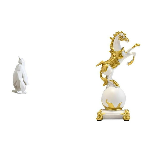 Figura Decorativa De Pingüino Y Caballo, Pieza De Colección, Adorno Artesanal, Estatua De Animal De Resina, Colección Moderna, Centro De Mesa, Dormitorio, Oficina, Sala De Estar, Escritorio