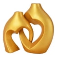 thumbnail image 2 of Gold Vase Set of 2 - Creative Heart Shaped Hugging Resin Vase Style Couple Vase Home Decor,Modern Tabletop Flower Vase for Living Room Coffee Table Bookshelf Shelf Entryway, 2 of 6