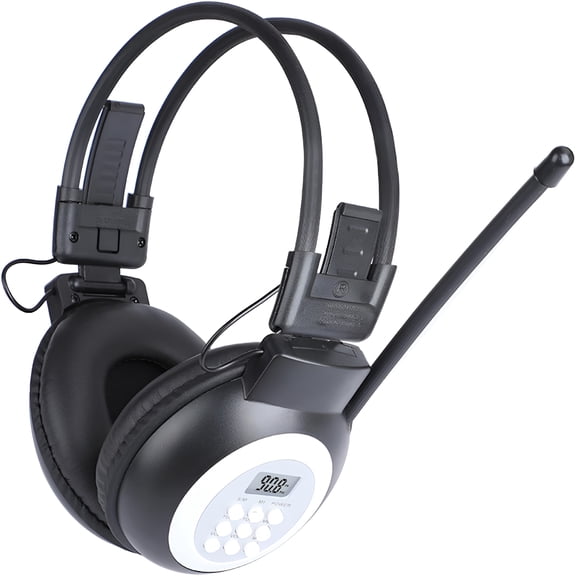 GJX Portable Fm Radio,Stereo Headset with Lcd,Over Ear Foldable,Pocket Radio Receiver,Small Wireless/Wired Headphones Operated by 2 Aa Batteries for Walking/Running