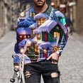 thumbnail image 2 of UVEASISHA Liquidation Aujourd'hui T-Shirts de Noël à Manches Longues pour Hommes T-Shirts Graphiques Imprimés Fantaisie Grandes Tailles T-Shirts de Noël pour Hommes Coupe Ajustée Col Rond Hauts Cadeaux Amusants des Fêtes Bleu G, 2 of 6