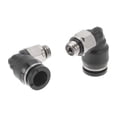 thumbnail image 1 of Conexiones de aire únicas para empujar, accesorios de aire de 15/64" en ángulo de 90 grados, unión rápida de línea de aire, plástico y metal, M6, 2 piezas, tono negro y plata, 1 of 7