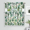 thumbnail image 2 of Green Cactus Kitchen Curtain Valance 3 Piece Set Short Curtain Sink Window Decor 36 Inch Small Window Treatment Tier 27.5x36 Length, 2 of 6