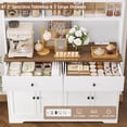 thumbnail image 4 of Hiphuta 71" Tall Pantry Cabinet with Arched Glass Doors, 47" Wide Kitchen Storage Cabinet with Microwave Stand & Charging Station, Hutch Cupboard for Kitchen Dining Room, White, 4 of 7