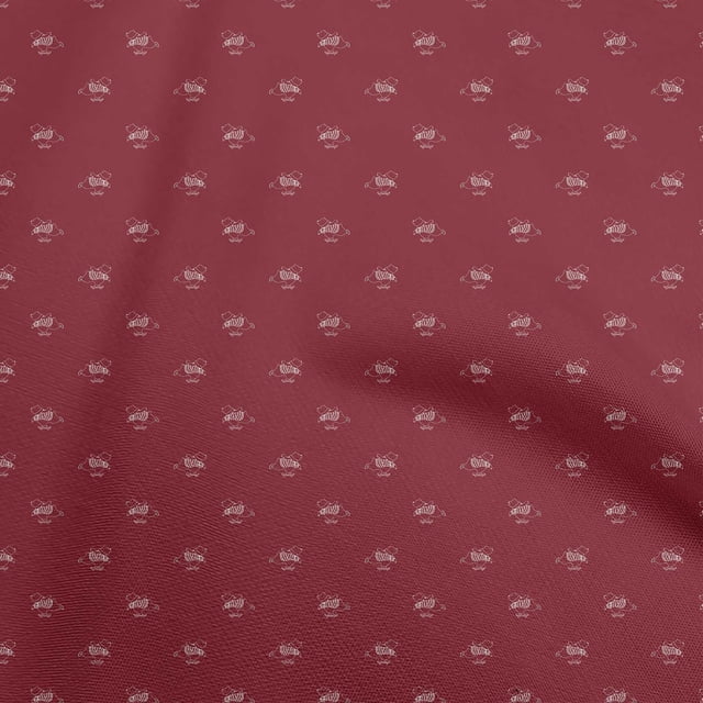 oneOone Tissu Viscose Chiffon Bordeaux Rétro Ours Matériel de Robe Tissu Imprimé Tissu au Mètre 42 Pouces de Large