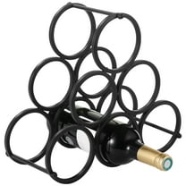 Metal Wine Rack for 6 Bottles, Black Countertop Wine Bottle Holder for Kitchen Bar Cabinet Display, Detachable Rustproof Iron Wire Wine Storage Organizer, 12.2 x 12.2 x 5.7 in