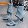 thumbnail image 2 of Sandale pour Femmes Adultes Sandales Compensées à Plateforme pour Femmes Été Nouvelles Sandales à Bout Carré à Talon Haut pour Femmes Sandales à Talon Aiguille pour Femmes Sandale Féminine (Bleu, 9), 2 of 7