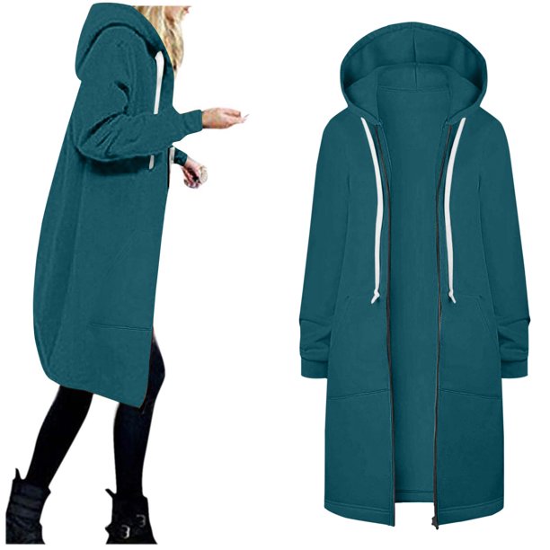 ICHUANYI Liquidación Chaqueta con capucha de moda para mujer Color sólido Cremallera Manga larga Bolsillo Top Blusa Abrigo ICHUANYI WER202308170339