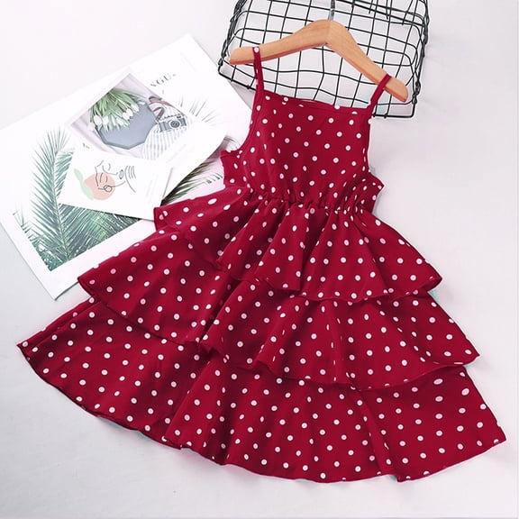 YTDSCS 3-12 Years Girls Halter Tutu Dress for Kids Baby Summer Polka Dot Princess Dresses Cotton Beach Sundress for Girls