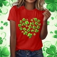 thumbnail image 2 of Womens St Patricks Day Tees Festival Printed Graphic Short Sleeve Crew Neck Casual Summer Tshirts Tops (M, Red), 2 of 5
