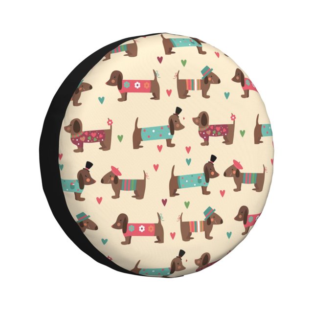 Balery Dachshund Dog Puppy Cubiertas para Neumáticos - Protector Resistente para Neumáticos de Camioneta, SUV, Remolque, Camper y RV-17 inch