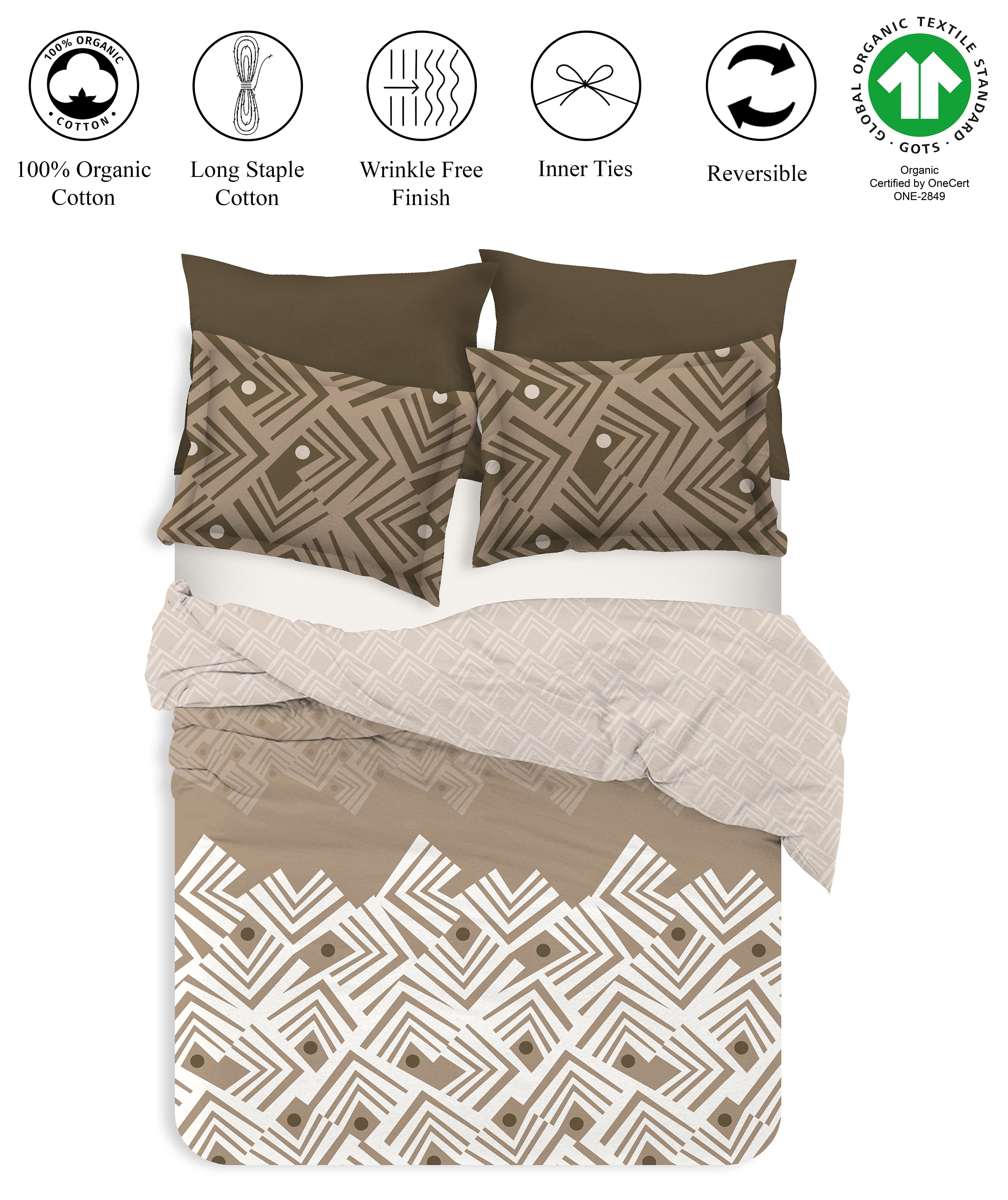 Delara Organic Cotton Duvet Sets 300 Thread Count, 3 Piece Duvet Cover with 2 Shams, Queen