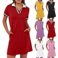 thumbnail image 1 of Meichang Robe Chemise Courte d'Été pour Femmes à Col à Revers en V, Manches Courtes, Tennis Golf, avec Poches, 1 of 10