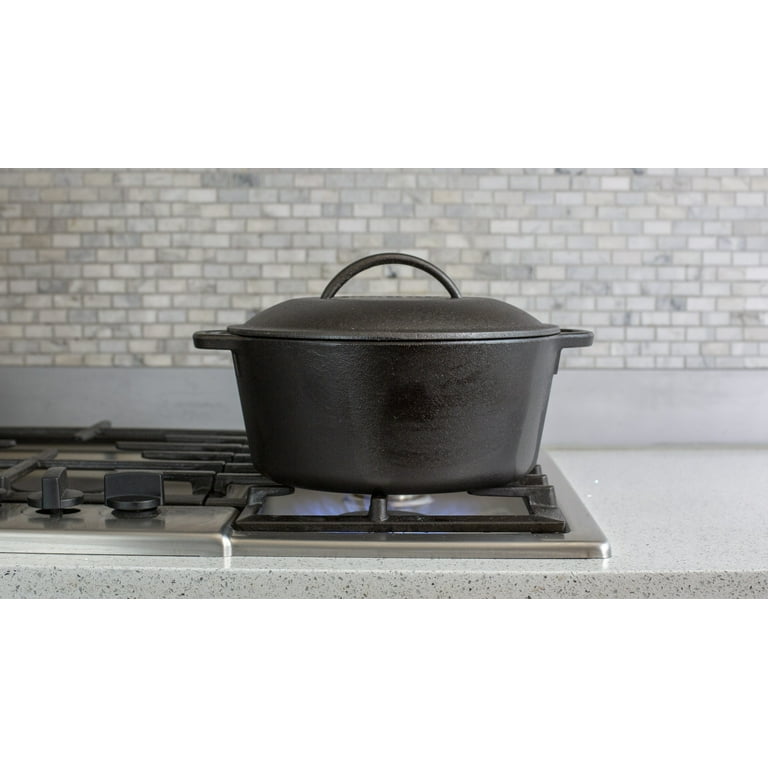 Lodge Pre-Seasoned 5 Quart Cast Iron Dutch Oven with Loop Handles and Cast  Iron Cover 