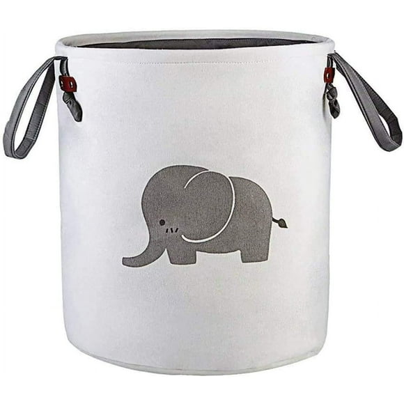 Storage Baskets,Cotton Foldable Round Home Organizer Bin for Baby Nursery,Toys,Laundry,Baby Clothing,Gift Baskets(Elephant)