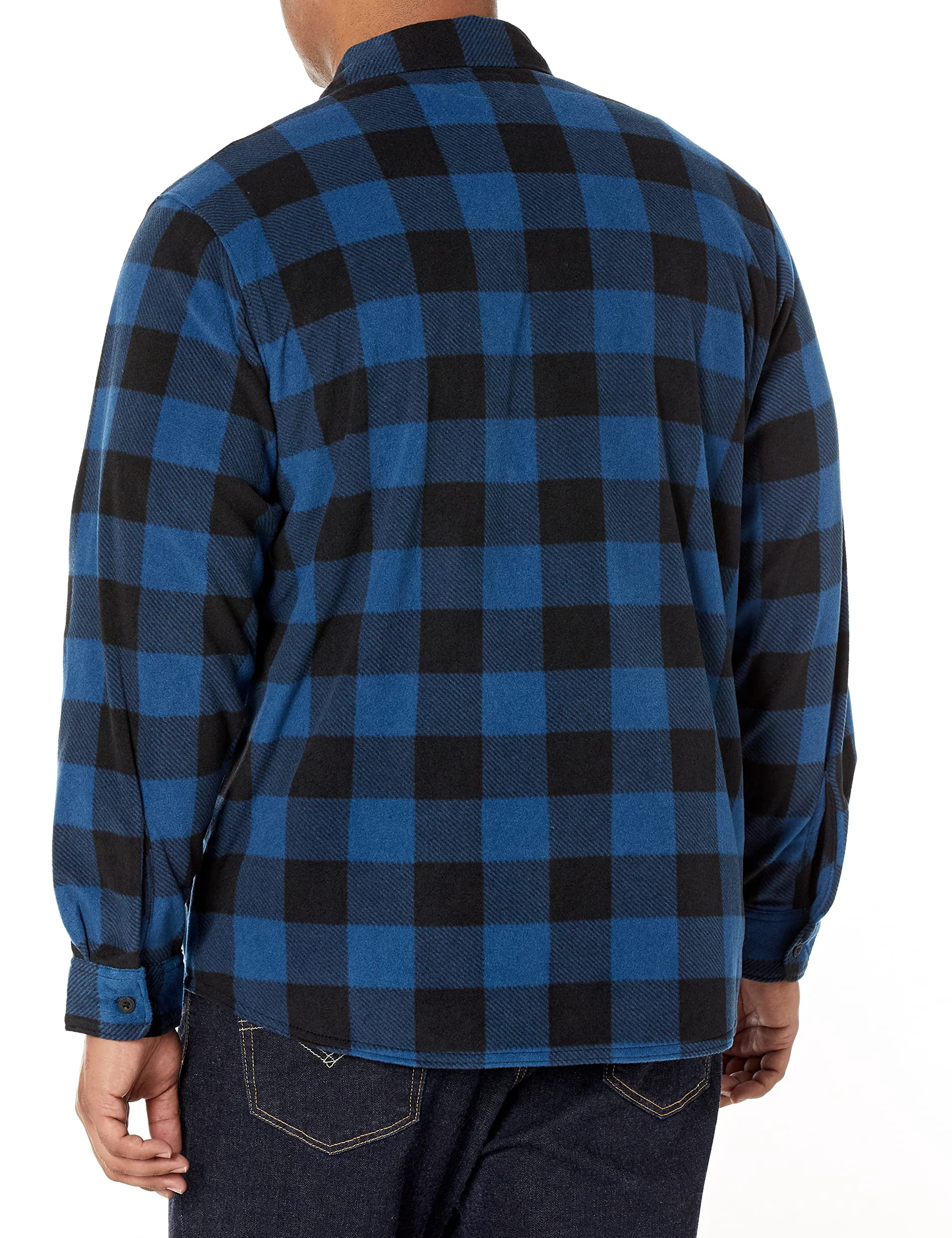 Wrangler Men's Fleece Buffalo Plaid Relaxed Fit Long Sleeve Shirt, S-3XL