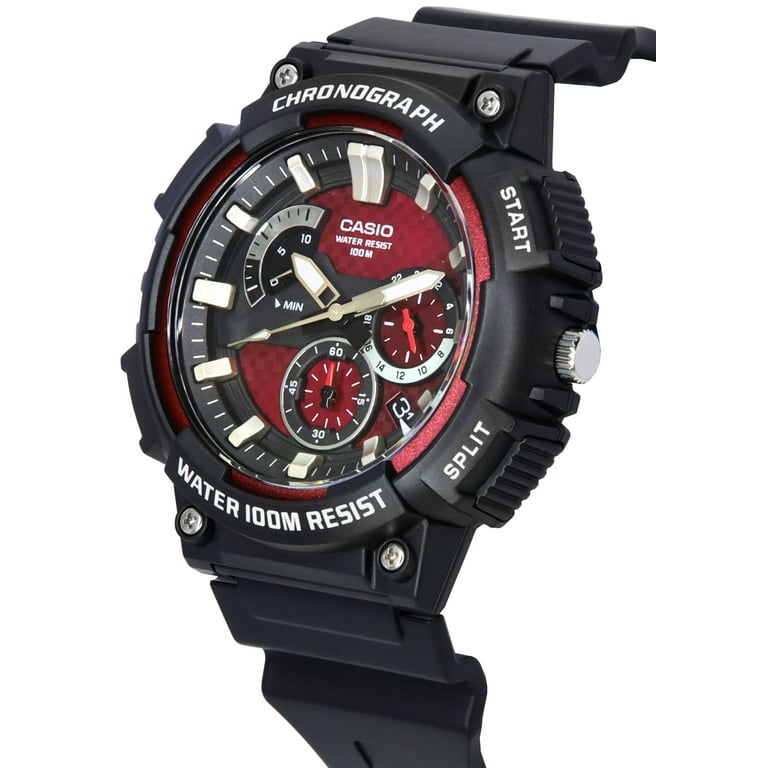 Casio Men's AE1400WH-1AV Quartz Red Accent World Time Black Resin 48mm  Watch 