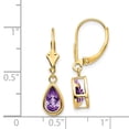 thumbnail image 2 of 14k Yellow Gold 8x5mm Pear Amethyst Leverback Earrings - 1.40 cwt - Measures 26x7mm Wide, 2 of 2