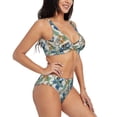 thumbnail image 2 of Kdxio Dinosaurs And Leaves Print Women's 2 Piece High Waisted Wrap Spaghetti Strap Summer Swimsuit Bikini Set-Small, 2 of 7