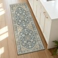 thumbnail image 4 of 2x5 Washable Long Runner Rug, Soft Non Slip Low Profile Vintage Oriental Hallway Rug for Kitchen Bedroom Entryway, Muted Blue, 4 of 6