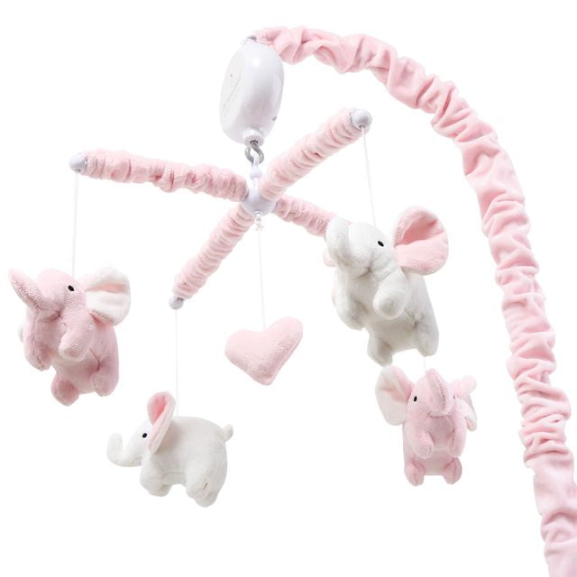 The Peanutshell Baby Crib Mobile for Girls, Pink Elephant, Musical