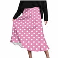 thumbnail image 2 of qelini Polka Dot Midi Skirt for Women High Waist Mid-Length Skirt Wrap Skirt Color Block Lounge Wear, 2 of 7