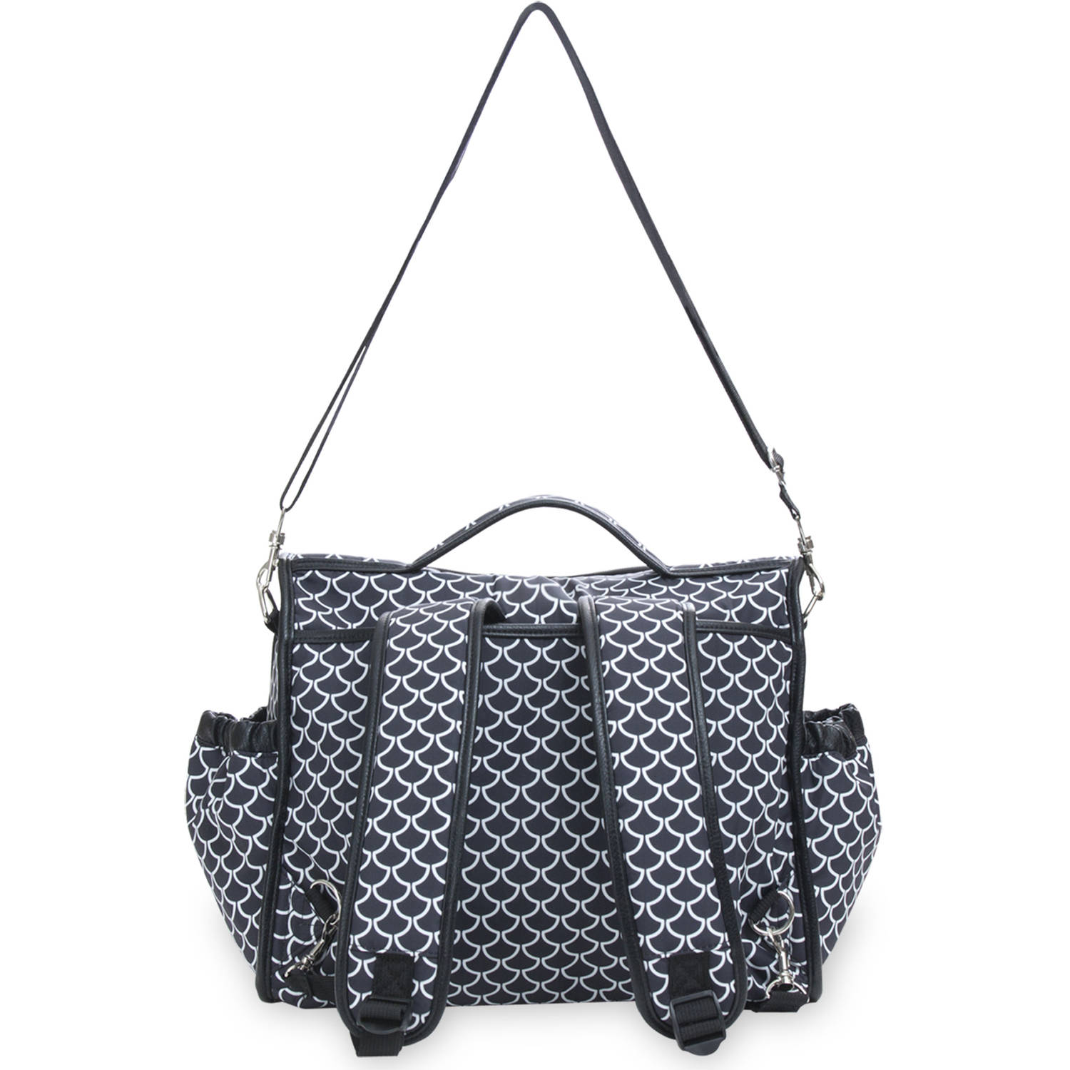 Bananafish Studio Adjustable Shoulder Strap Zipper Pockets Messenger Diaper Bag, Black and White - image 5 of 7