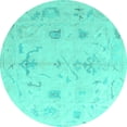 thumbnail image 1 of Ahgly Company Indoor Round Oriental Turquoise Blue Traditional Area Rugs, 4' Round, 1 of 4