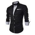 thumbnail image 1 of Hombres Otoño Casual Slim Fit Manga larga Turndown Pocket Top Blusa Camisa Pompotops  oipoqjl27299, 1 of 4