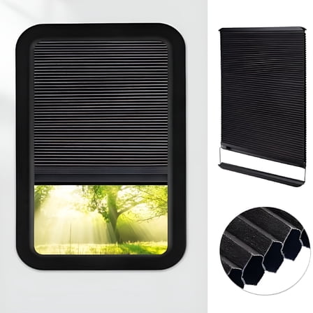 LAMIRO RV Door Window Shades Replacement for Entry Doors, 12'' x 21'' RV Thin Window Blinds Shade Covers with Double Layer Cellular Sun Shade for RV Campers Travel Trailers Black