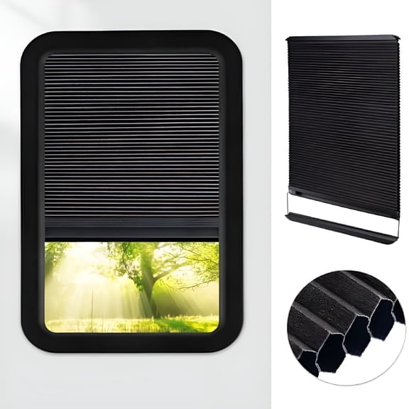 LAMIRO RV Door Window Shades Replacement for Entry Doors, 12'' x 21'' RV Thin Window Blinds Shade Covers with Double Layer Cellular Sun Shade for RV Campers Travel Trailers Black