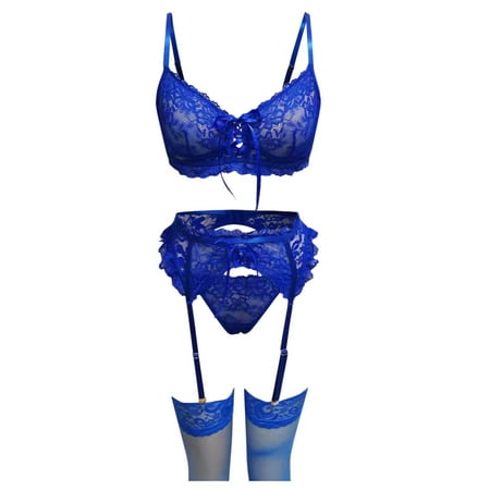 Puawkoer Women Fashion Print Mesh Night Bra Bust Up Lingerie Lace Lingerie Three X Pasties for Women Pieces Set Sexy Underwear Push Up Lingerie for Women Sexy Plus Size with Socks Or Ring