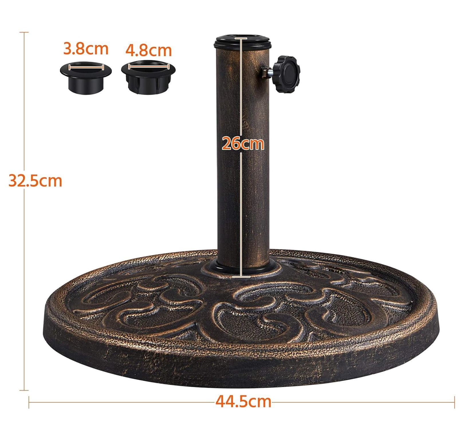 22lbs Umbrella Base Stand Heavy Duty Outdoor Patio Umbrella Stand for Deck, Garden, Lawn - Bronze
