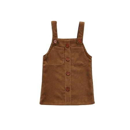 

Kiapeise Toddler Girls Overall Dress Corduroy Strap Pocket Suspender Skirt Bib Dresses Fall Outfit