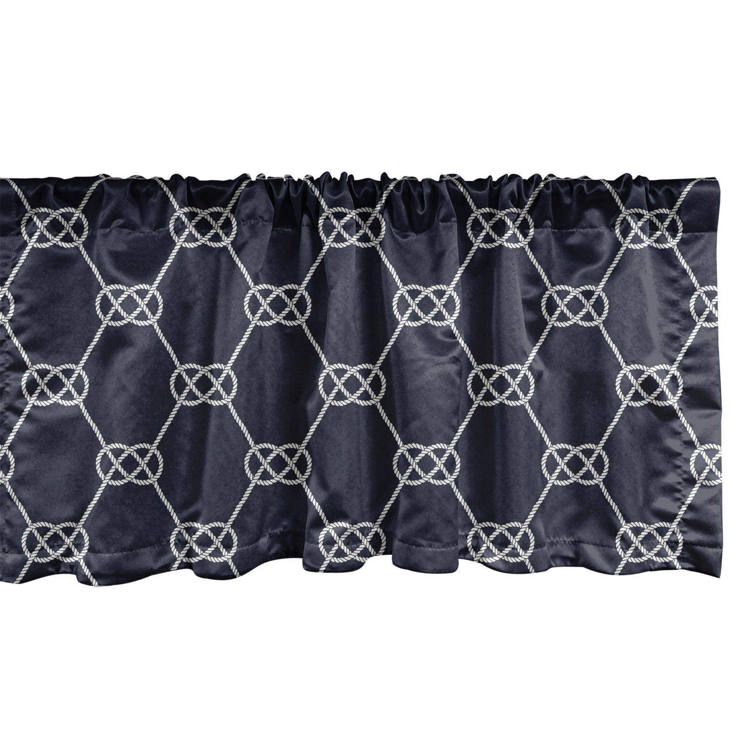Ambesonne Navy Blue Window Valance, Navy Inspired Sailor Knot Rope Pattern Illustration Nautical