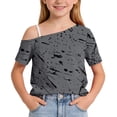 thumbnail image 6 of WRKEKC Girls Short Sleeve Tops Kids Star Print One Shoulder Short Sleeve Casual T-Shirt for Daily Wear 5-14 Years, 6 of 9