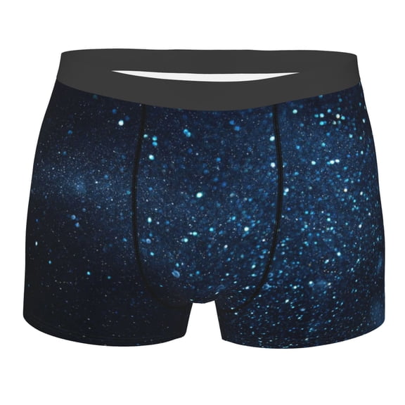 Naloa Blue Glitter Retro Print Mens Underwear - Boxers for Men, Classic Briefs for Men