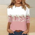thumbnail image 2 of Elowen Womens Summer Tie Dye Floral Tops 3/4 Sleeve Shirts Crew Neck Casual Blouses Watermelon Red S, 2 of 6