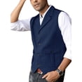 thumbnail image 6 of Hanerdun Men Suit Waistcoats Male Solid Color Business Vests Navy Blue L, 6 of 6