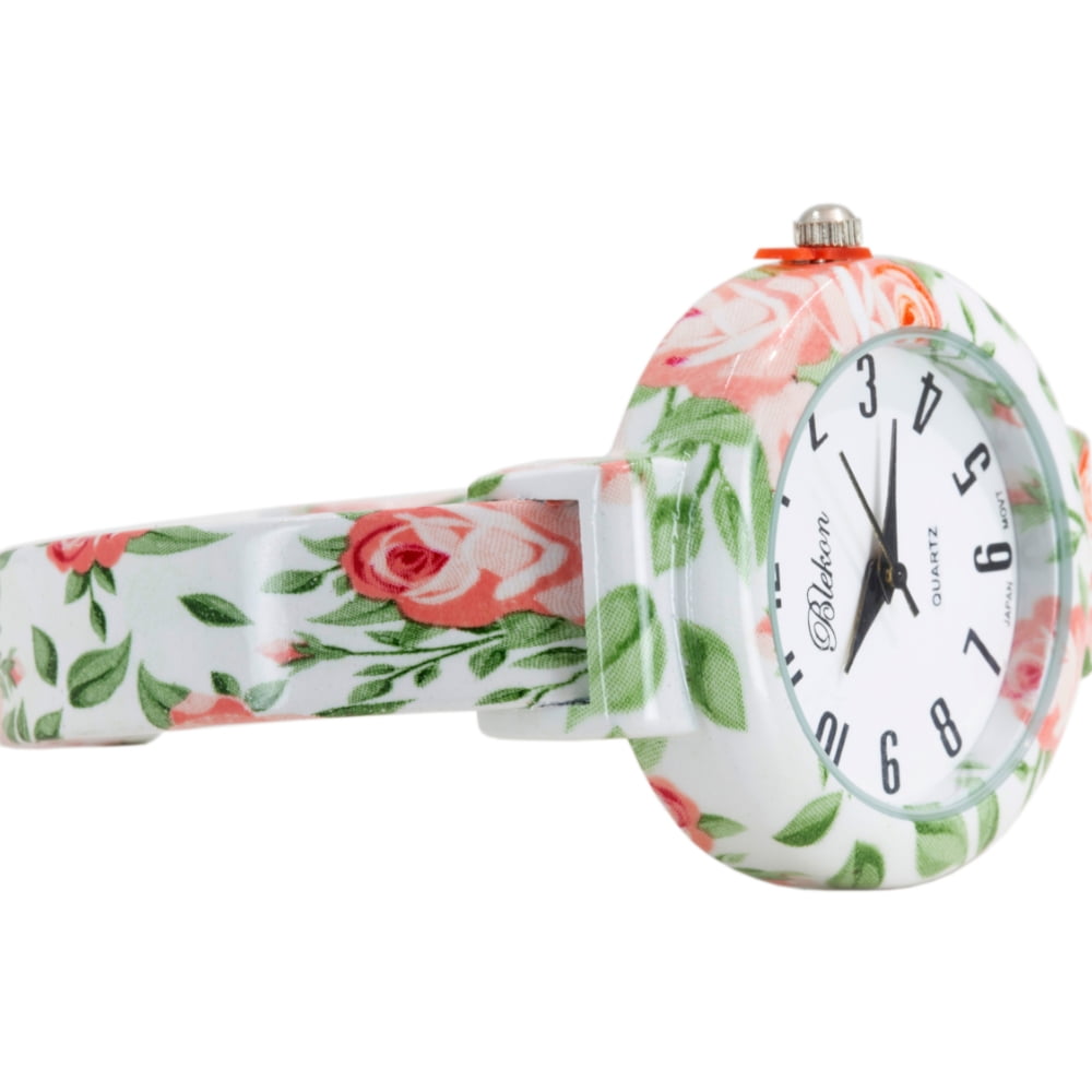 Blekon Collections Women’s Cuff Bangle Watch – Elegant Flower Design Bracelet Timepiece, Fashion Jewelry Wristwatch for Ladies, Stylish Dress Gift, Multiple Design Options