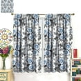 thumbnail image 3 of Flowers Curtains Blue Rose Floral Gray Leaves Natural Plants Modern Aesthetic Bedroom Living Room Bathroom Blackout Rod Pocket Decoration Window Drapes 2 Panels W42xL84in, 3 of 6