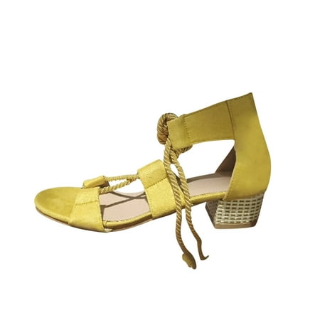 

Womens Solid Color Low Heel Fish Mouth Ankle Strap Hemp Rope Lace Up Sandals Shoes Summer Open Toe Slide Sandals Comfortable Flats Flip-Flops Sandal Casual Platforms Wedge Sandals Heeled Sandals A8