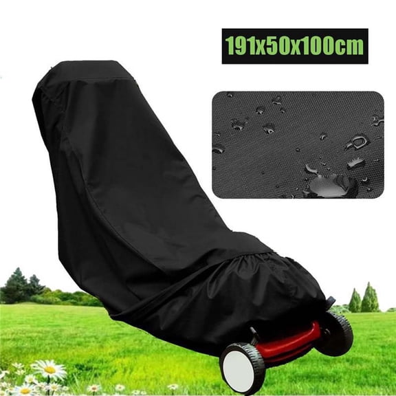 Lawn Mower Cover Waterproof Heavy Duty Push Mower Covers,UV Protection Universal Fit with Drawstring & Cover Storage Bag 191*50*100cm,Black