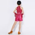 thumbnail image 5 of Auroural Girls Clothes Size 6 Clothes Sets for Girls Children's Solid Color Sleeveless Sequin Top Elastic Waisted Shorts Mid Size Children's Split Performance Suit With Sleeves Set Hot Pink 7 Years, 5 of 5