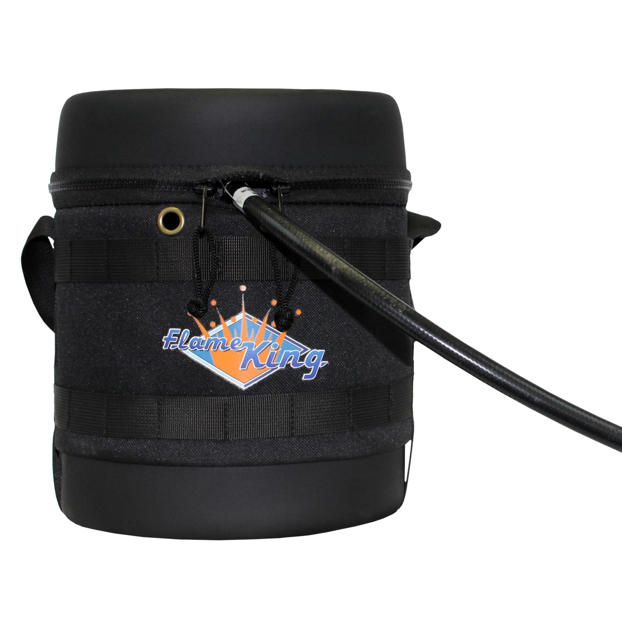 Flame King Gas Hauler Kit - Insulated Protective Carry Case, 3lb Propane Tank and Adapter Hose for Camping and Outdoor Adventures, Black/White