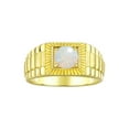 thumbnail image 1 of RYLOS Men's Ring Yellow Gold Plated Silver Ring, 7MM Round Shape Gemstone Designer Style Rings Opal October Birthstone Rings Silver Size 8, 1 of 7