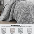 thumbnail image 4 of Mainstays Botanical Floral Stitched Quilt, King, Light Grey, Reversible Lightweight Bedding, 4 of 9