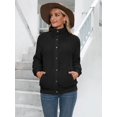 thumbnail image 2 of Solid Color Button Down Shearling Soft Teddy Jacket for Women, 2 of 3