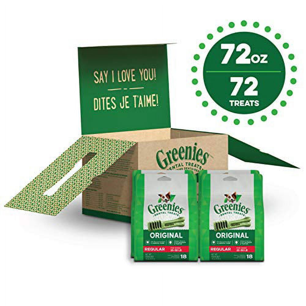 Greenies Original Flavor Dental Treats for Dogs, 18 oz Pouch (4 Pack), Shelf-Stable