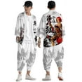 thumbnail image 3 of Japanese Traditional Clothing Invincible Print Kimono Pants Men Retro Yukata Asian Fashion Tang Suit Harajuku Hanfu Yukata Jacke, 3 of 6