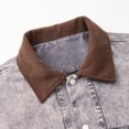 thumbnail image 6 of Mens Denim Jacket Vintage Washed Button Down Coat Barn Jackets Acid Wash Jean Jacket Grey1 L, 6 of 9